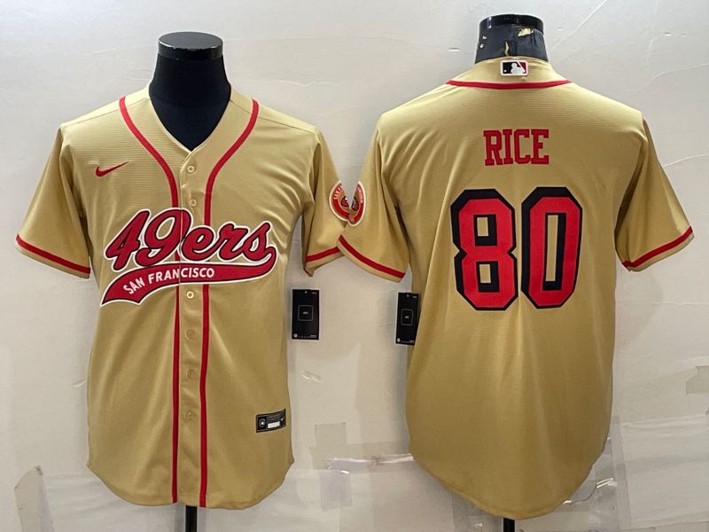 Men San Francisco 49ers #80 Rice Yellow Nike Co branded NFL Jerseys->san francisco 49ers->NFL Jersey